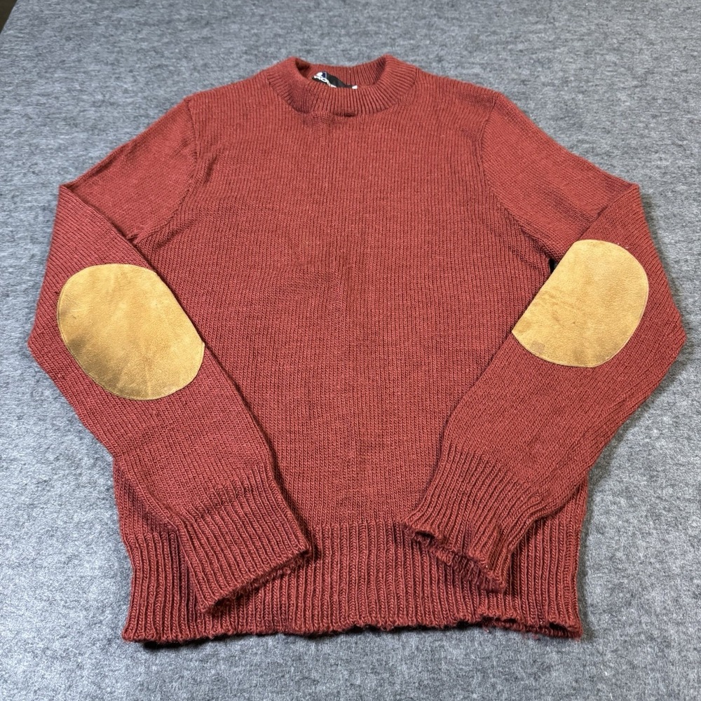 VTG 90s Robbins Wool Sweatshirt Leather Suede Elbow Patches Men S Hunting Preppy